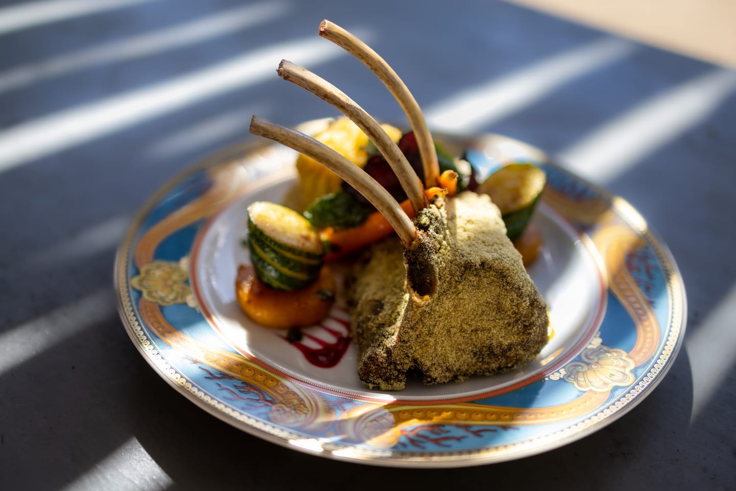 Extravagant food in the bush at Oase.