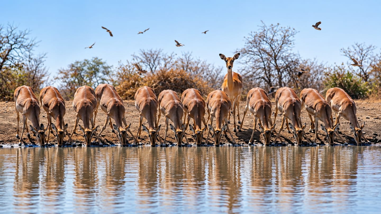 Impalas seen during a game drive in Kruger National Park.