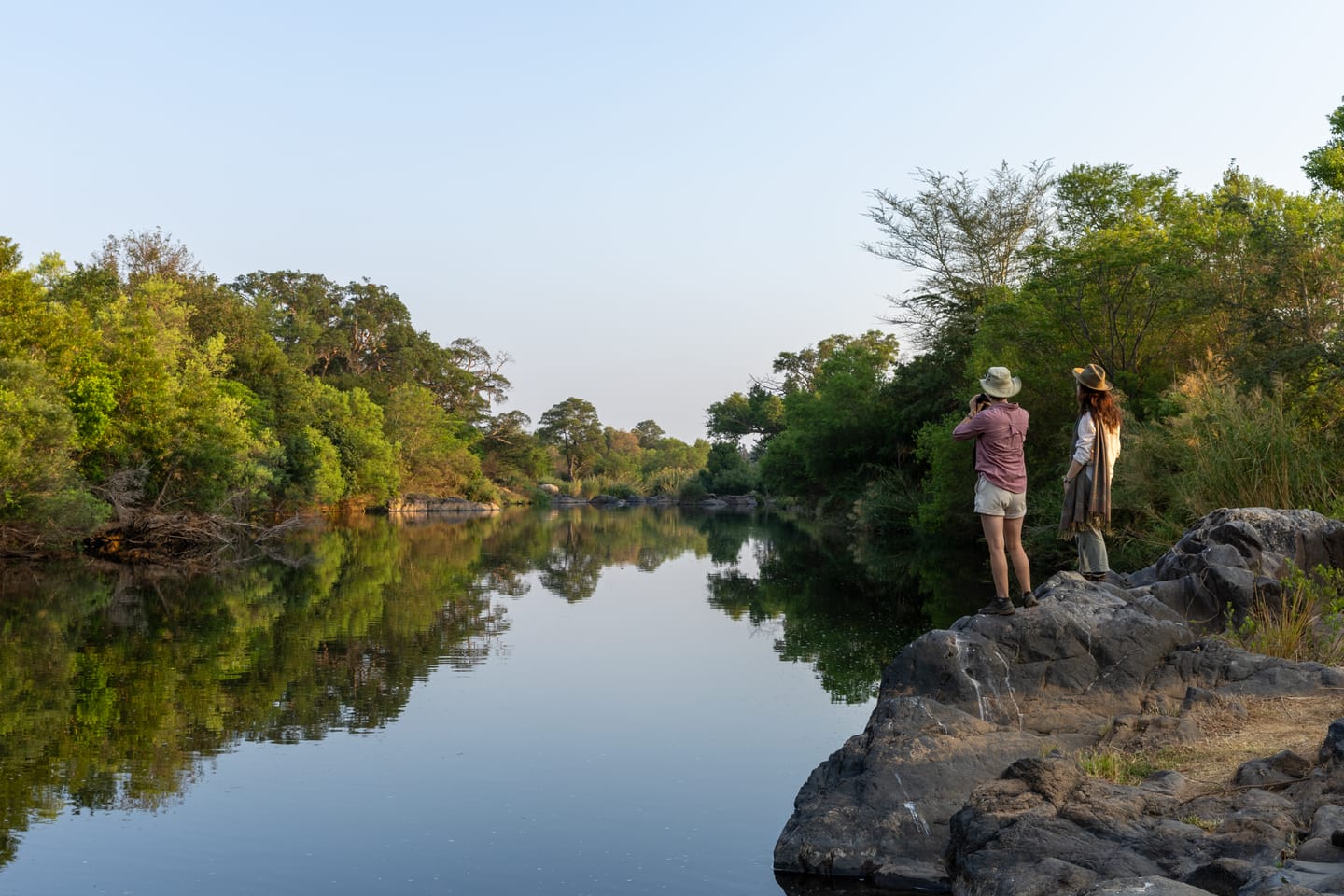 A guest enjoys a view of the Blyde River from Oase.