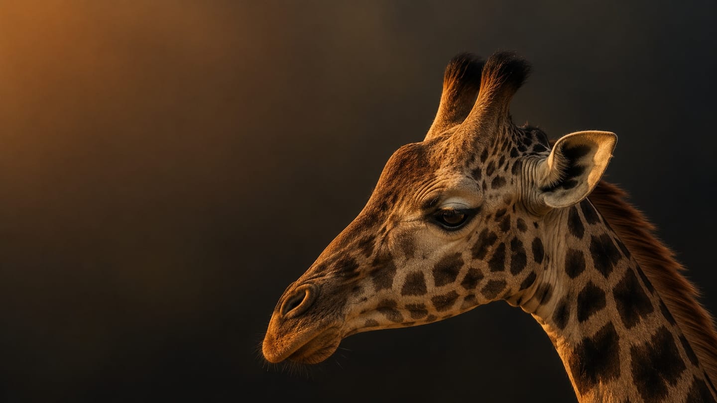 A giraffe stands in the Oase bushveld at sunrise.