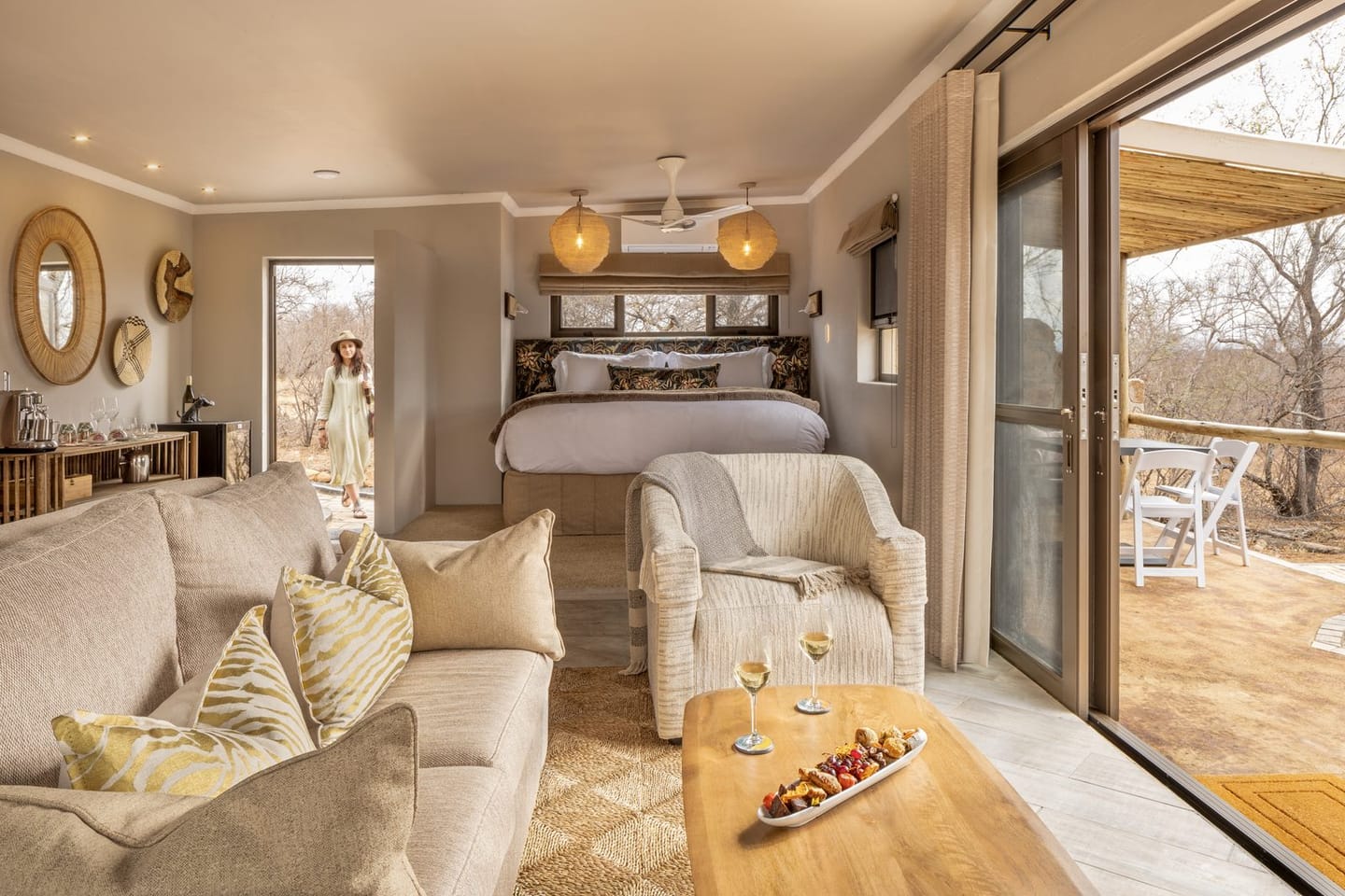 Interior view of the Mayfair Suite looking towards the bed.