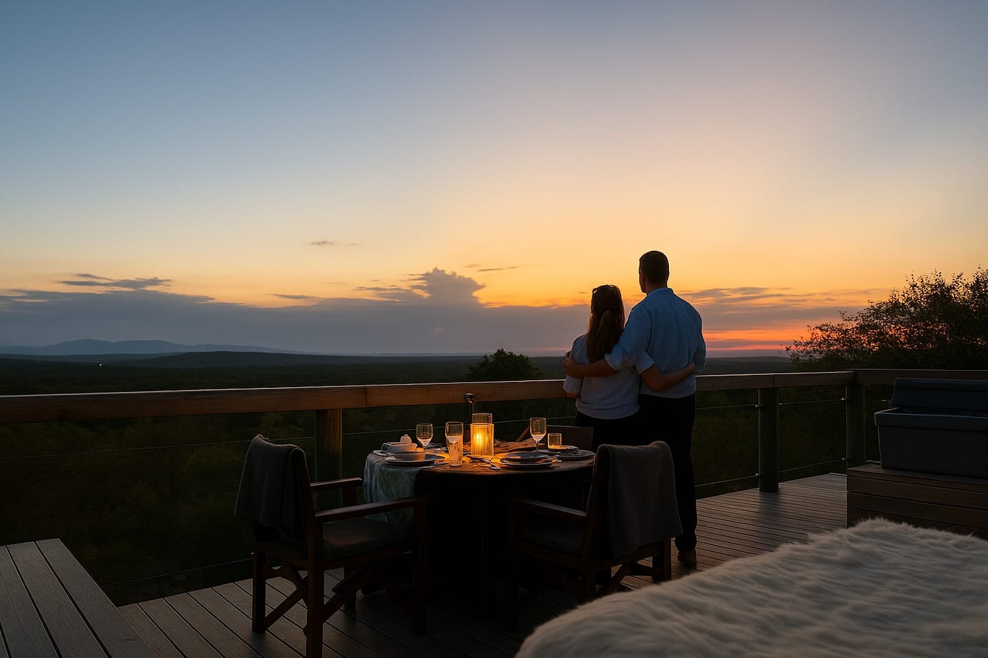 Guests enjoy sunset from the Oase Sundowner Deck.