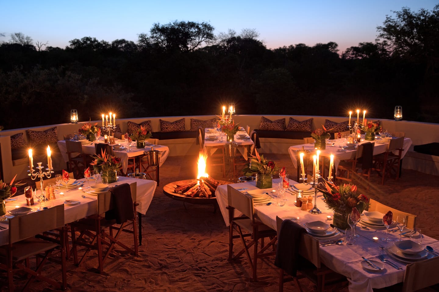 An evening event at the Bush Boma at Oase.