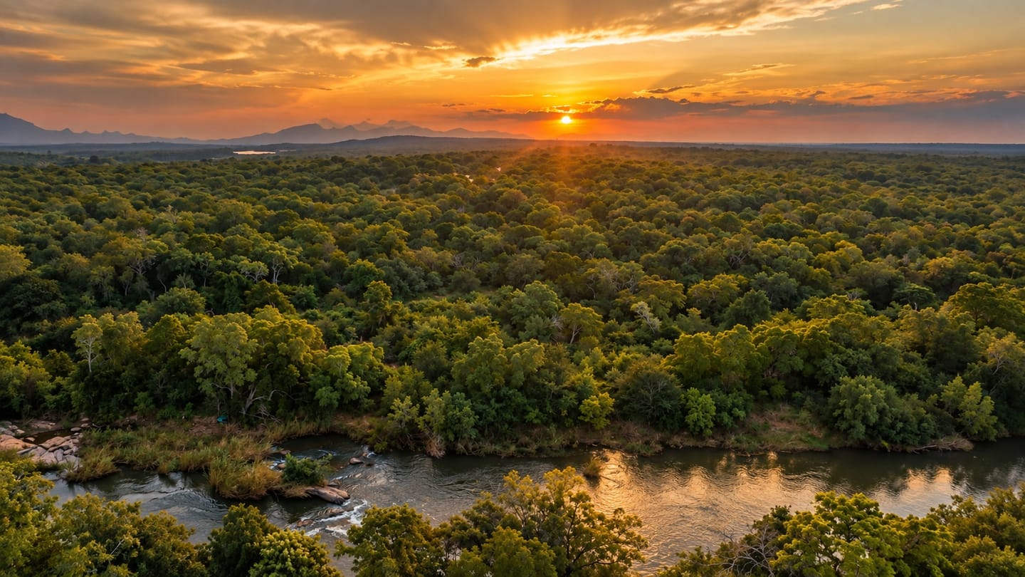 Sunset casts warm light across the Blyde River.