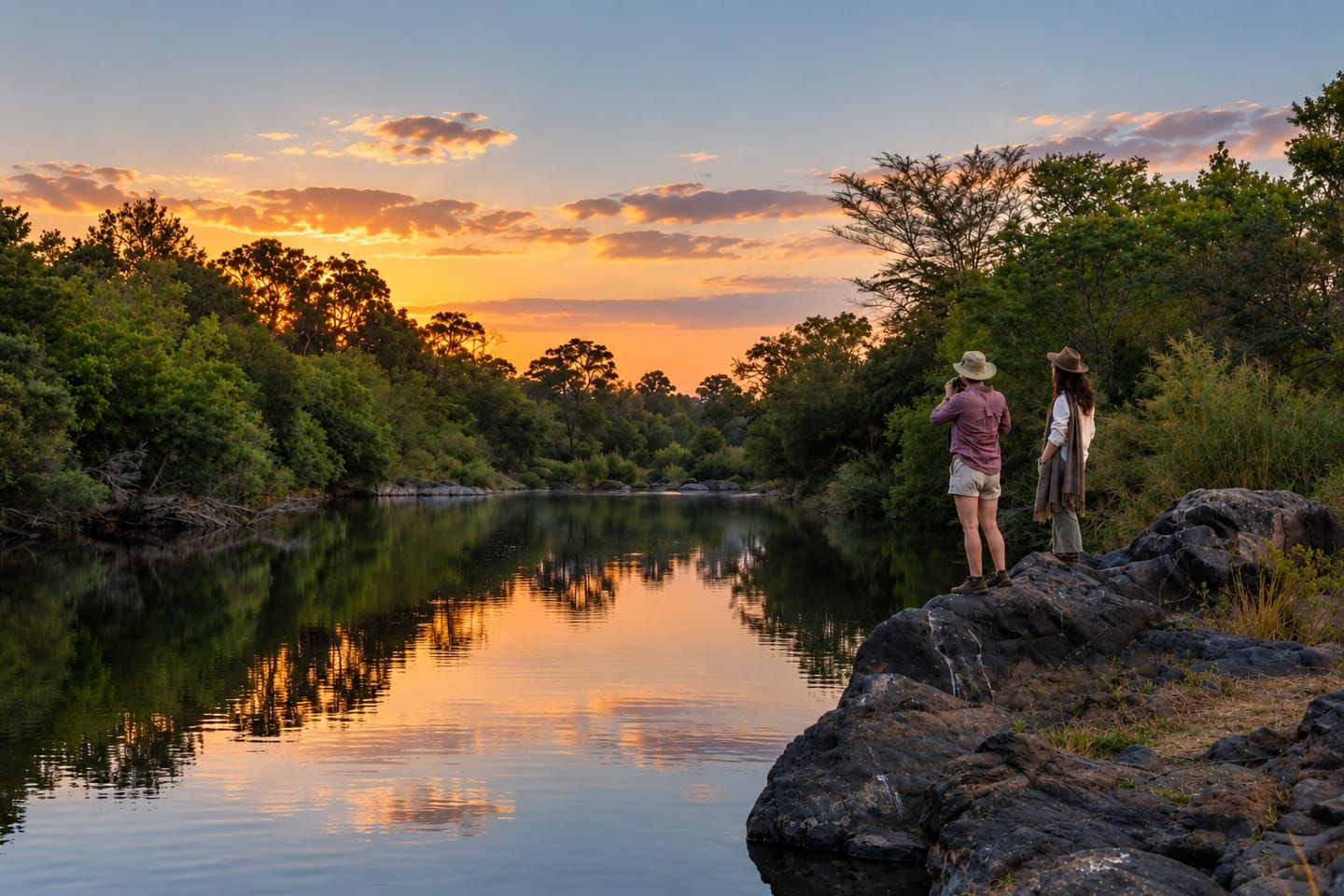 The Blyde River at sunset from the Oase river bank